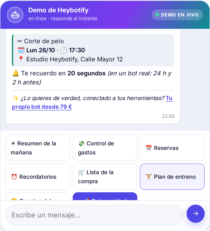 Reserva con recordatorio